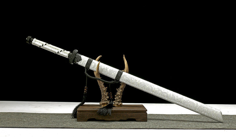 Black Gold Ancient Blade: Silver Soul" Neo-Chinese Katana | 1045 Steel with Special Treatment | Collector's Handcrafted Sword,Hand-forged katana