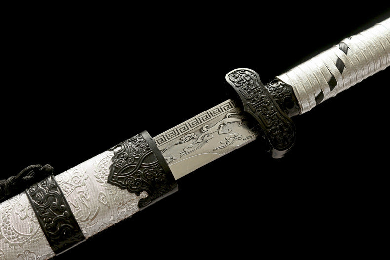 Black Gold Ancient Blade: Silver Soul" Neo-Chinese Katana | 1045 Steel with Special Treatment | Collector's Handcrafted Sword,Hand-forged katana