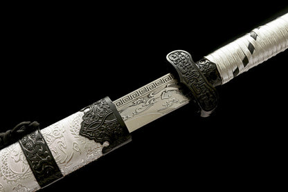 Black Gold Ancient Blade: Silver Soul" Neo-Chinese Katana | 1045 Steel with Special Treatment | Collector's Handcrafted Sword,Hand-forged katana