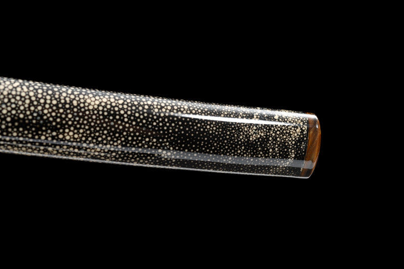 "Wandering Dragon" Japanese T10 Steel Samurai Sword, Hand-Carved Blade with Gold & Silver Inlaid Copper Fittings & Pearl Fish Skin Sheath (103cm Overall), Non-Sharpened Collectible Sword for Display & Gift, Includes Brocade Box