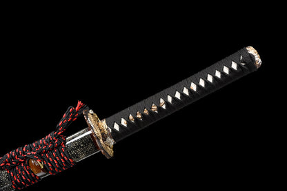"Wandering Dragon" Japanese T10 Steel Samurai Sword, Hand-Carved Blade with Gold & Silver Inlaid Copper Fittings & Pearl Fish Skin Sheath (103cm Overall), Non-Sharpened Collectible Sword for Display & Gift, Includes Brocade Box