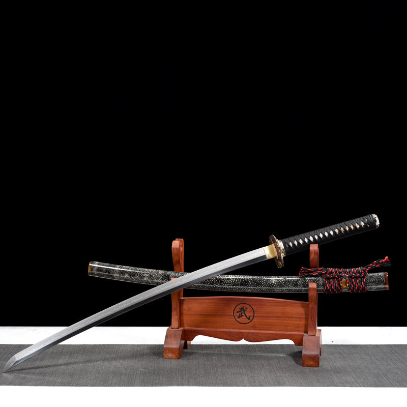 "Wandering Dragon" Japanese T10 Steel Samurai Sword, Hand-Carved Blade with Gold & Silver Inlaid Copper Fittings & Pearl Fish Skin Sheath (103cm Overall), Non-Sharpened Collectible Sword for Display & Gift, Includes Brocade Box