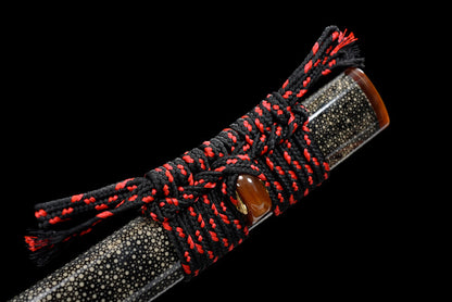 "Wandering Dragon" Japanese T10 Steel Samurai Sword, Hand-Carved Blade with Gold & Silver Inlaid Copper Fittings & Pearl Fish Skin Sheath (103cm Overall), Non-Sharpened Collectible Sword for Display & Gift, Includes Brocade Box