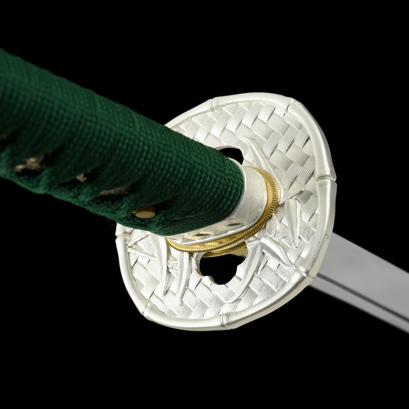 "Bamboo" Japanese Sword, High Performance Manganese Steel with Blood Groove & Mirror Finish (103cm Overall), Non-Sharpened Collectible Sword for Display & Gift, Includes Brocade Box