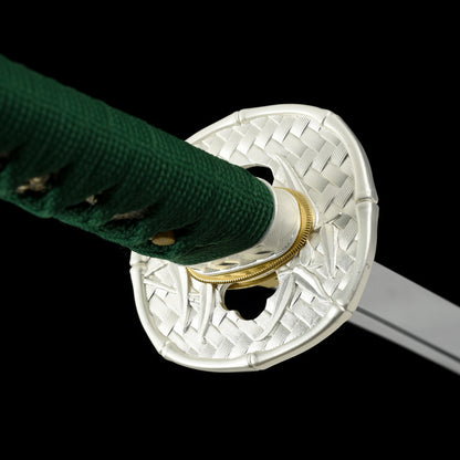 "Bamboo" Japanese Sword, High Performance Manganese Steel with Blood Groove & Mirror Finish (103cm Overall), Non-Sharpened Collectible Sword for Display & Gift, Includes Brocade Box