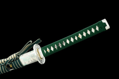 "Bamboo" Japanese Sword, High Performance Manganese Steel with Blood Groove & Mirror Finish (103cm Overall), Non-Sharpened Collectible Sword for Display & Gift, Includes Brocade Box