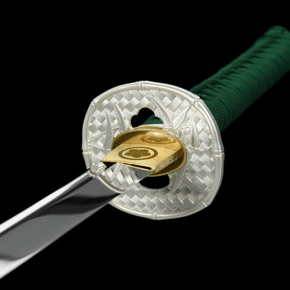 "Bamboo" Japanese Sword, High Performance Manganese Steel with Blood Groove & Mirror Finish (103cm Overall), Non-Sharpened Collectible Sword for Display & Gift, Includes Brocade Box