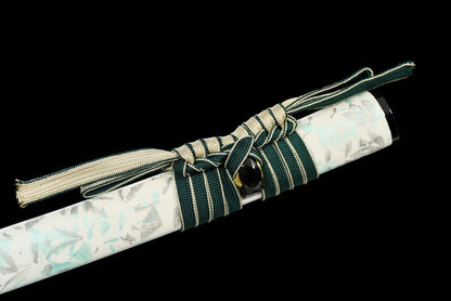 "Bamboo" Japanese Sword, High Performance Manganese Steel with Blood Groove & Mirror Finish (103cm Overall), Non-Sharpened Collectible Sword for Display & Gift, Includes Brocade Box