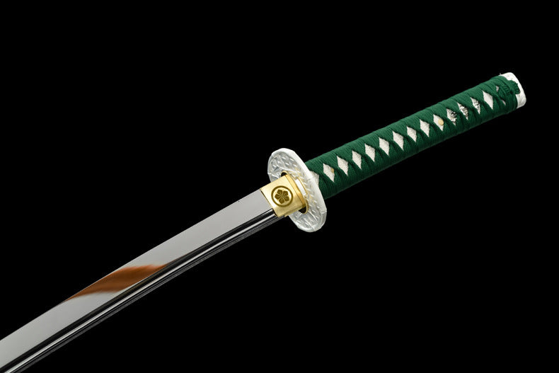 "Bamboo" Japanese Sword, High Performance Manganese Steel with Blood Groove & Mirror Finish (103cm Overall), Non-Sharpened Collectible Sword for Display & Gift, Includes Brocade Box