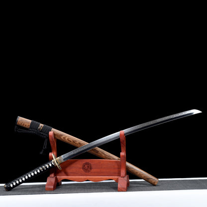 "Bamboo Tiger Katana" Japanese Sword with Exclusive Bronze Tsuba & Mirror Finish (103cm Overall), Non-Sharpened Collectible Sword for Display & Gift