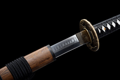 "Bamboo Tiger Katana" Japanese Sword with Exclusive Bronze Tsuba & Mirror Finish (103cm Overall), Non-Sharpened Collectible Sword for Display & Gift