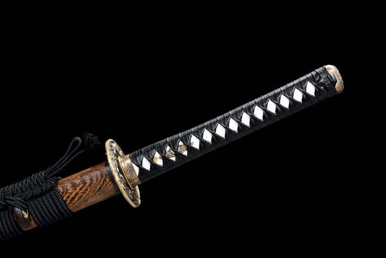 "Bamboo Tiger Katana" Japanese Sword with Exclusive Bronze Tsuba & Mirror Finish (103cm Overall), Non-Sharpened Collectible Sword for Display & Gift