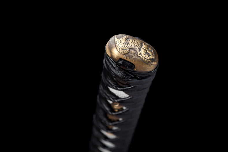 "Bamboo Tiger Katana" Japanese Sword with Exclusive Bronze Tsuba & Mirror Finish (103cm Overall), Non-Sharpened Collectible Sword for Display & Gift