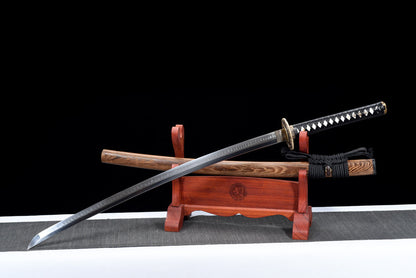 "Bamboo Tiger Katana" Japanese Sword with Exclusive Bronze Tsuba & Mirror Finish (103cm Overall), Non-Sharpened Collectible Sword for Display & Gift