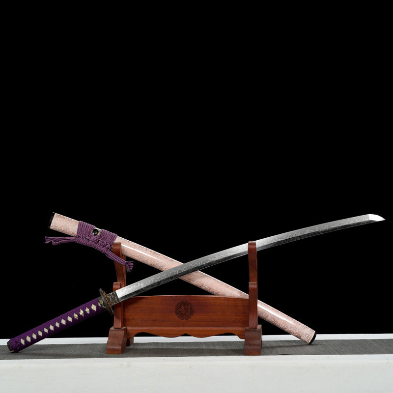 "Zhi Ruo" Japanese Samurai Sword, Hand-Polished Plain Blade & Lacquered Wood Sheath (102cm Overall), Non-Sharpened Collectible Sword for Display & Gift, Includes Brocade Box