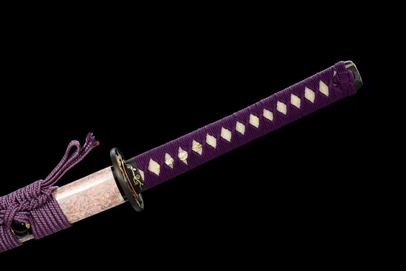 "Zhi Ruo" Japanese Samurai Sword, Hand-Polished Plain Blade & Lacquered Wood Sheath (102cm Overall), Non-Sharpened Collectible Sword for Display & Gift, Includes Brocade Box