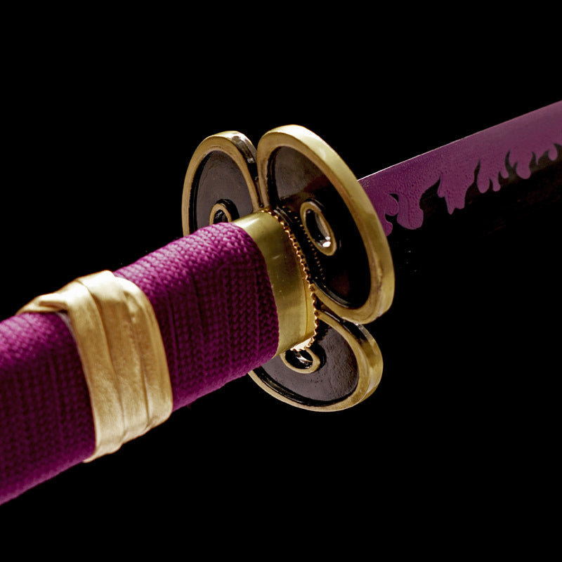 Purple Enma Style Anime Sword, 105cm 1045 Steel Blade Inspired by Classic Anime, Handcrafted Collectible for Display,Hand-forged katana