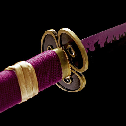 Purple Enma Style Anime Sword, 105cm 1045 Steel Blade Inspired by Classic Anime, Handcrafted Collectible for Display,Hand-forged katana