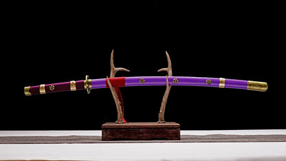 Purple Enma Style Anime Sword, 105cm 1045 Steel Blade Inspired by Classic Anime, Handcrafted Collectible for Display,Hand-forged katana